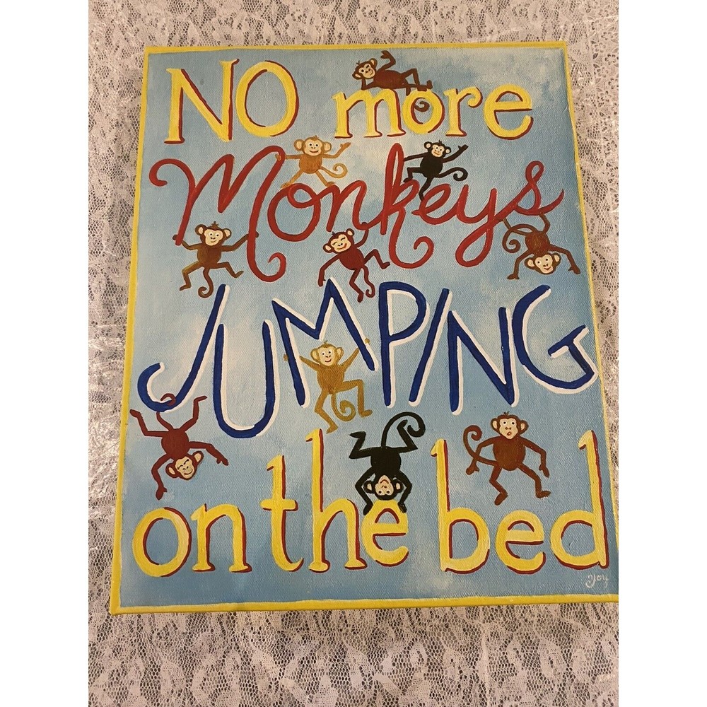 20X16 Wall hanging No More Monkeys..Decoration for a Childs Bedroom or Playroom